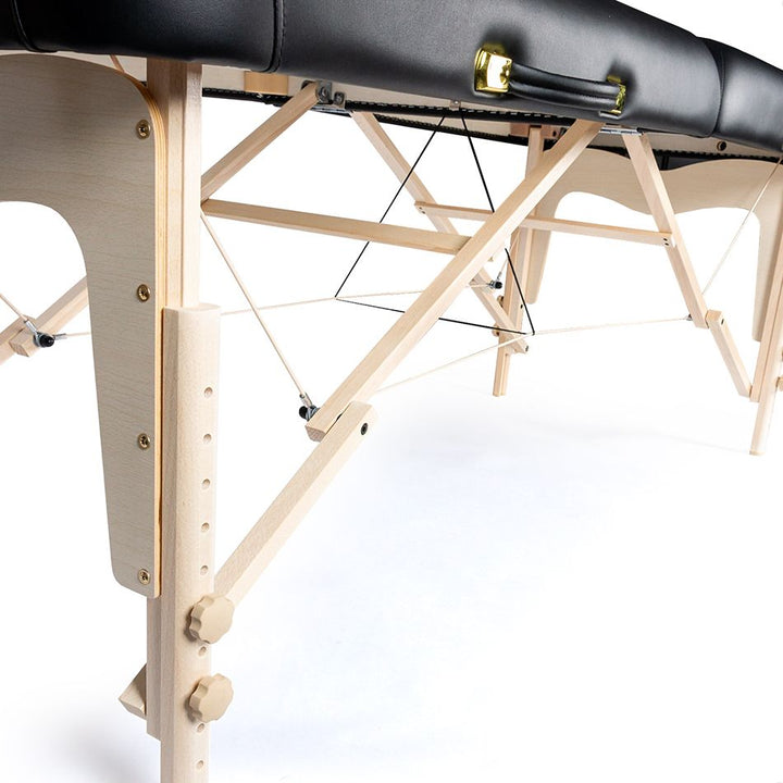 MASSAGE TABLE 30" X 72.5" WOODEN - BLACK (headrest, Arm shelf and carry case included)