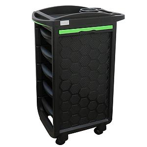 PLASTIC SPA MOBILE UTILITY CART WITH DRAWERS - BLACK
