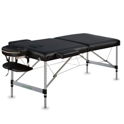 ALUMINUM MASSAGE TABLE 28" X 73" - BLACK  (arm supports and headrest included)