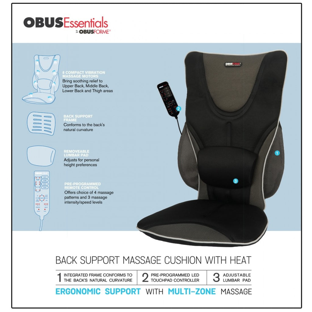 OBUS FORME VIBRATION MASSAGE CUSHION WITH HEAT McNiece Tens